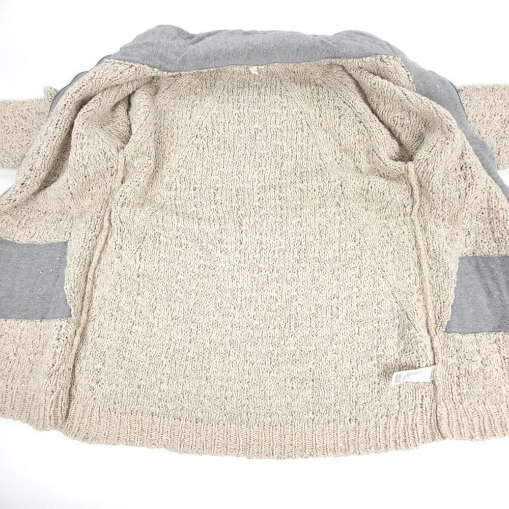 EILEEN FISHER Organic Cotton High Collar 2-Way Zip Jacket Maple Oat Knit Luxury